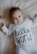 Load image into Gallery viewer, Footed Romper - Hello World