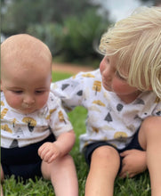 Load image into Gallery viewer, 2-Piece T-Shirt/Shorts Set - Mystic Woods and Stripe Black