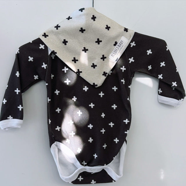 Long Sleeve Onesie - Cross White