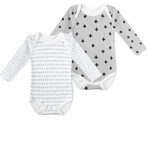 2-Piece Long Sleeve Onesie Set - Morse Grey/ Cross Rock n Roll