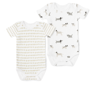 2-Piece Short Sleeve Onesie Set - Dogs/ Morse Stone