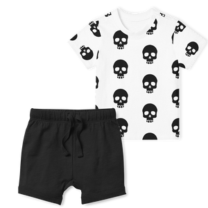 2-Piece T-Shirt/Shorts Set - Skull/Black