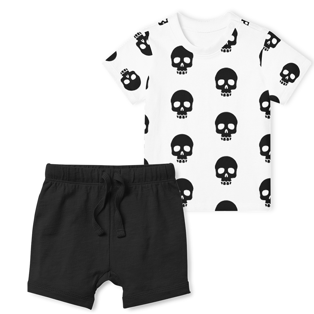 2-Piece T-Shirt/Shorts Set - Skull/Black