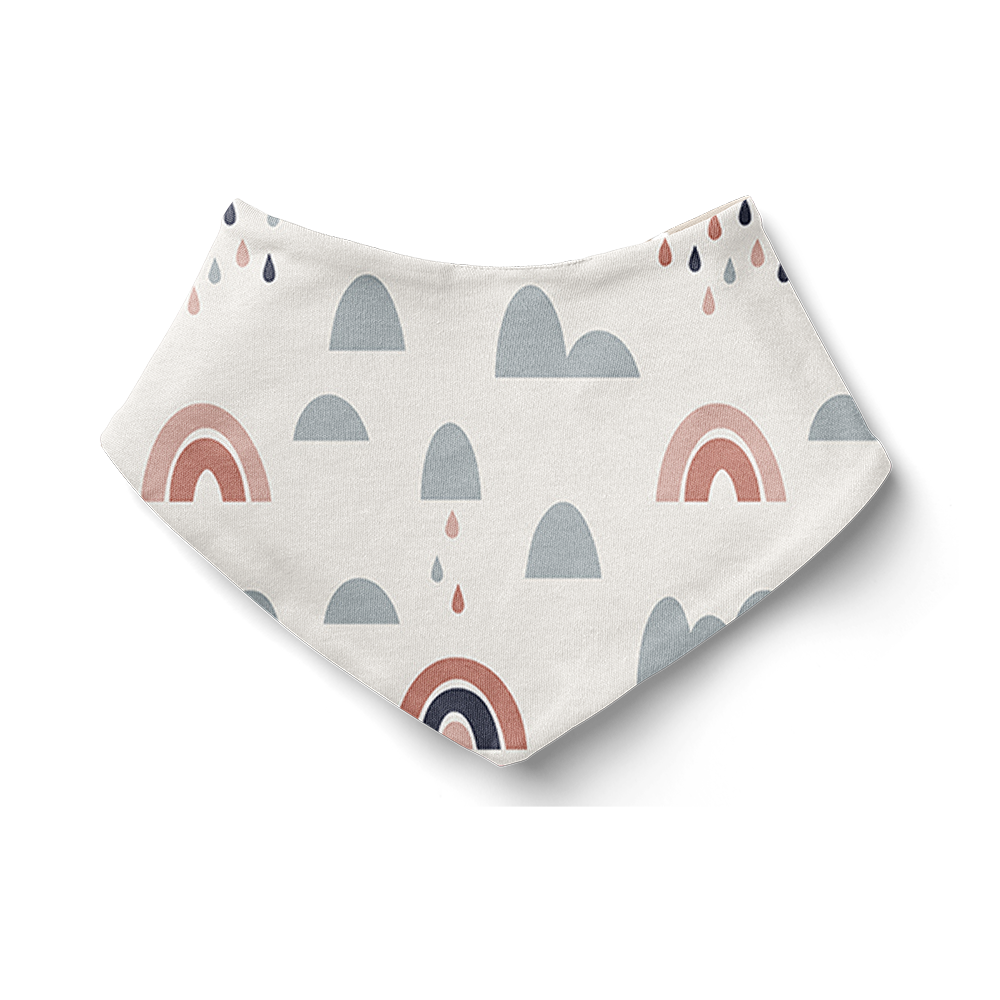 SALE - Bandana Bib - Raindrops and rainbows