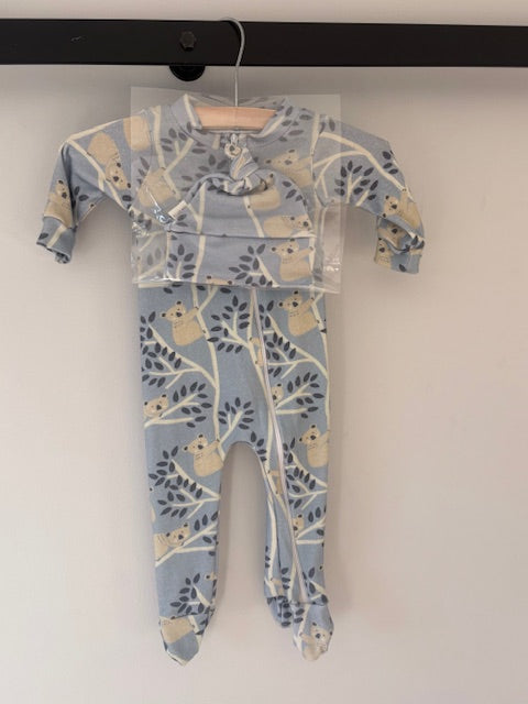 SALE - Footed Romper and Beanie Set - Koala