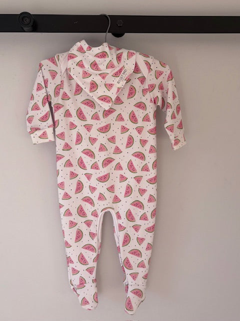 SALE - Footed Romper and Beanie Set - Watermelon