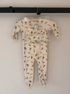 SALE - Footed Romper and Beanie Set - Ice cream