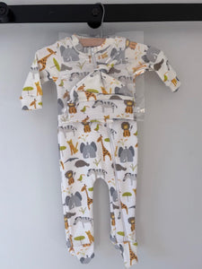 SALE - Footed Romper and Beanie Set - Wild