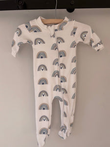 SALE - Footed Romper  - rainbow blue