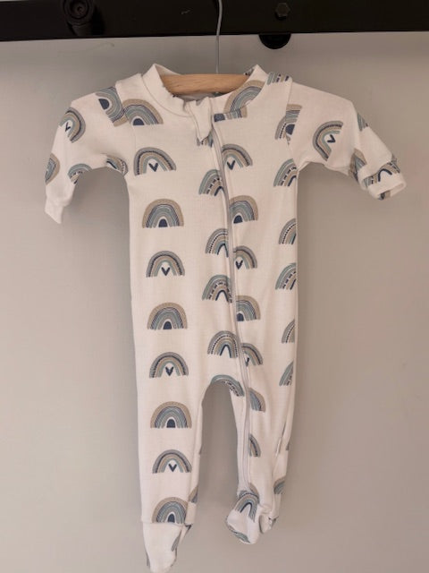 SALE - Footed Romper  - rainbow blue