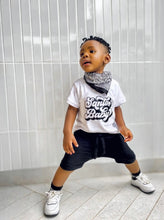 Load image into Gallery viewer, 2 -Piece Shorts/T.Shirt Set - Santa Baby Black &amp; White
