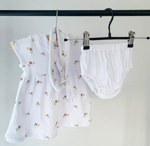3-Piece Dress/Nappy cover Pants/Headband Set - Autumn Floral
