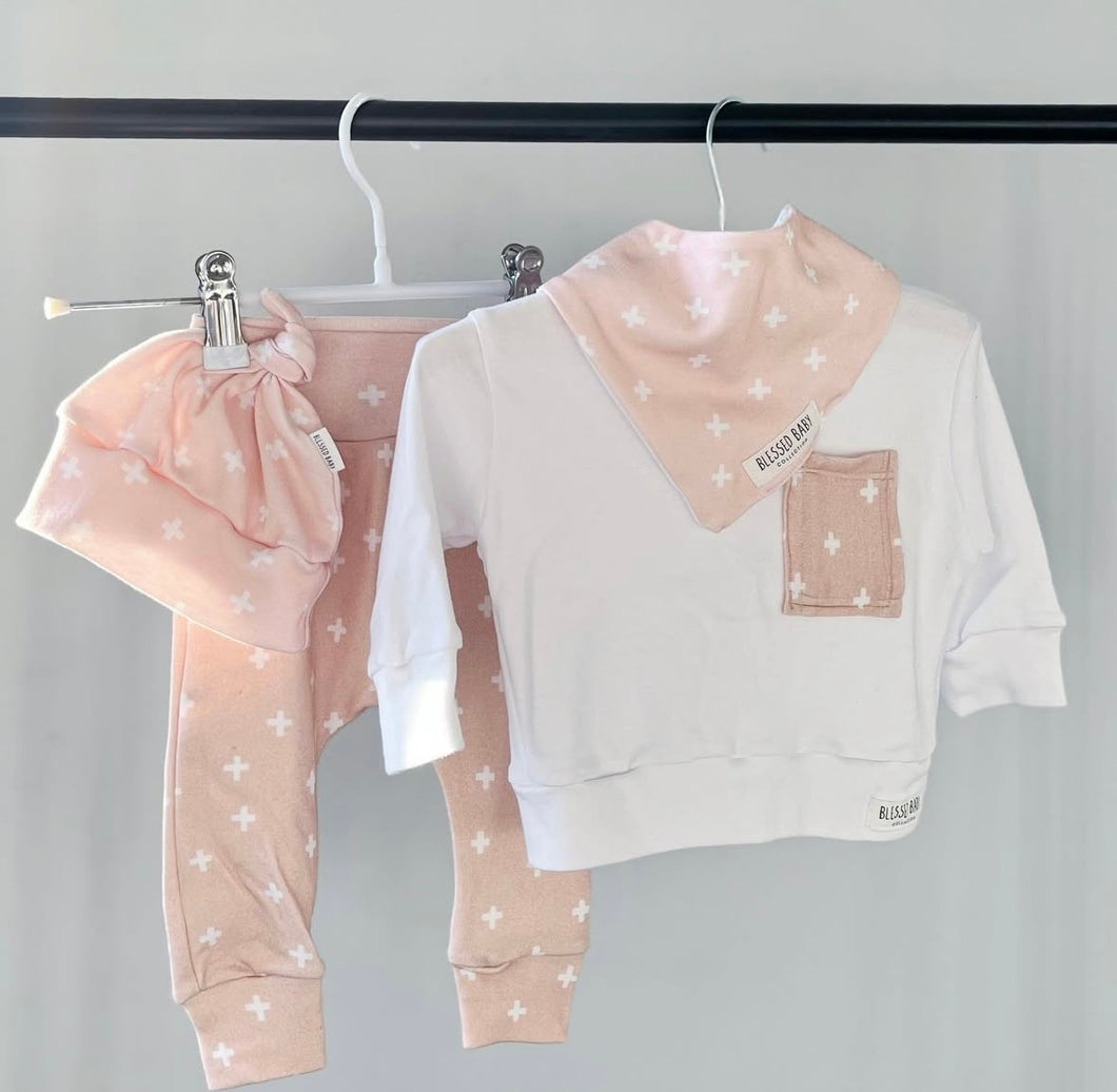 Sweater Set - Cross Blush/white/Cross Blush Pocket