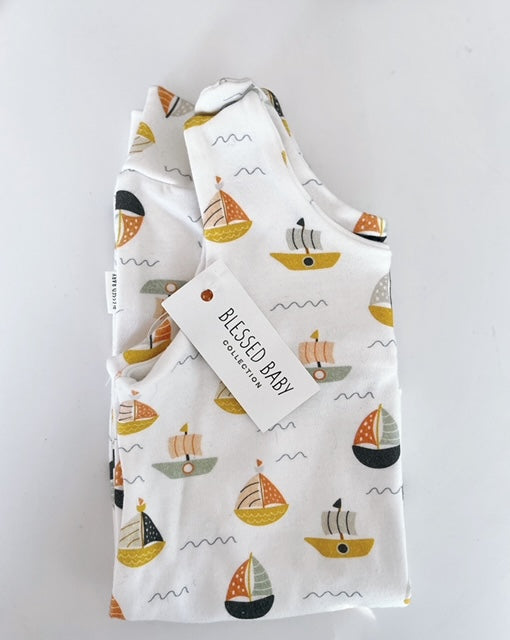 SALE - Summer Romper - Sail boats