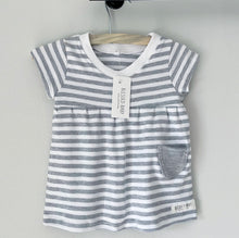 Load image into Gallery viewer, Summer Dress - Grey White Lines/Grey Pocket
