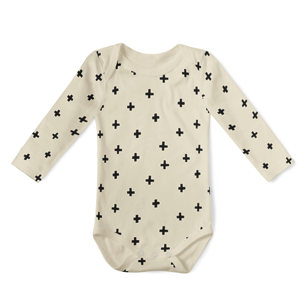 SALE - Long Sleeve Onesie - Cross Stone/ Black
