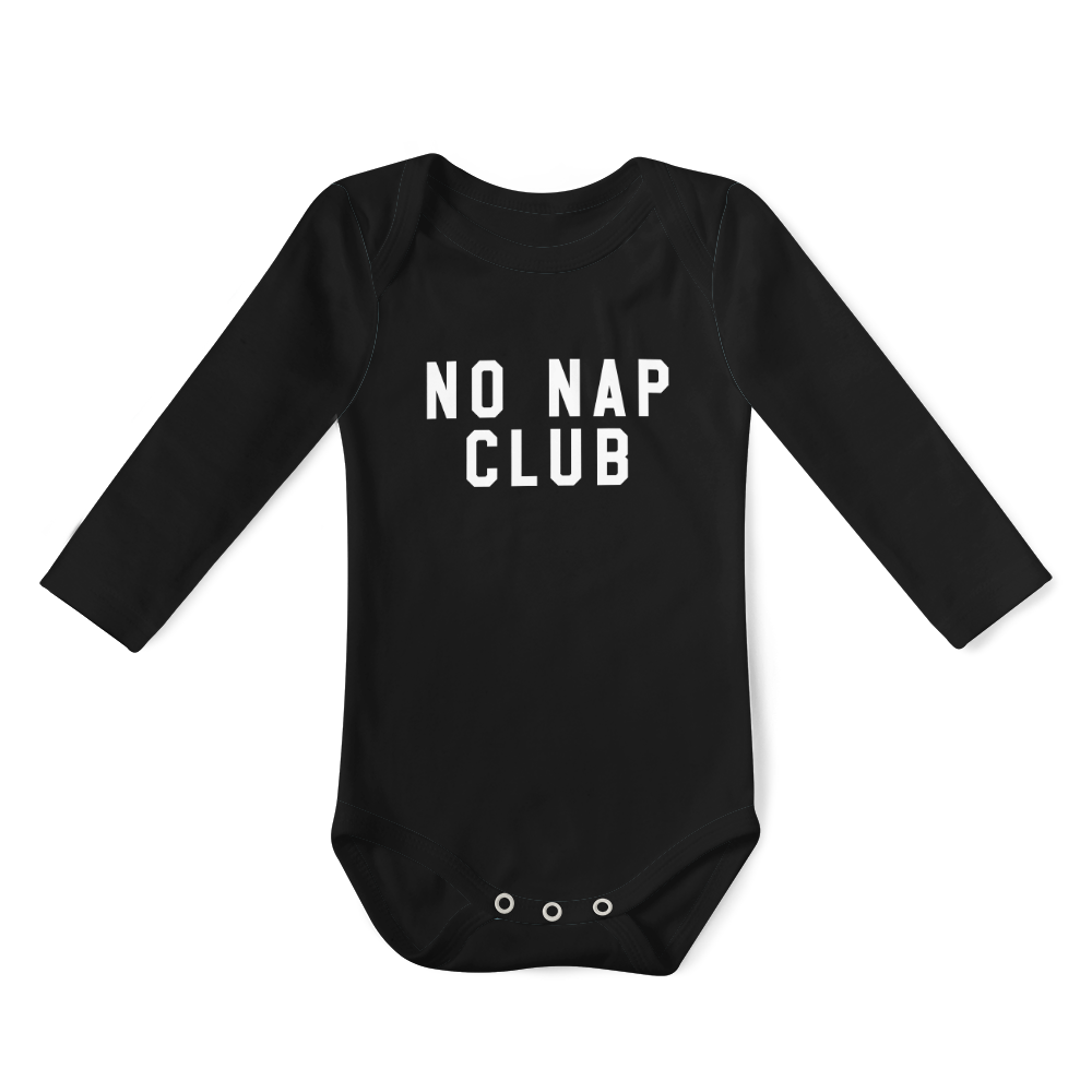 Long Sleeve Onesie - Black No Nap Club