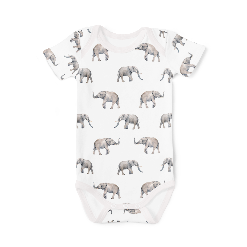 SALE - Short Sleeve Onesie - Elephants