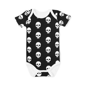 Short Sleeve Onesie -  Skulls Black