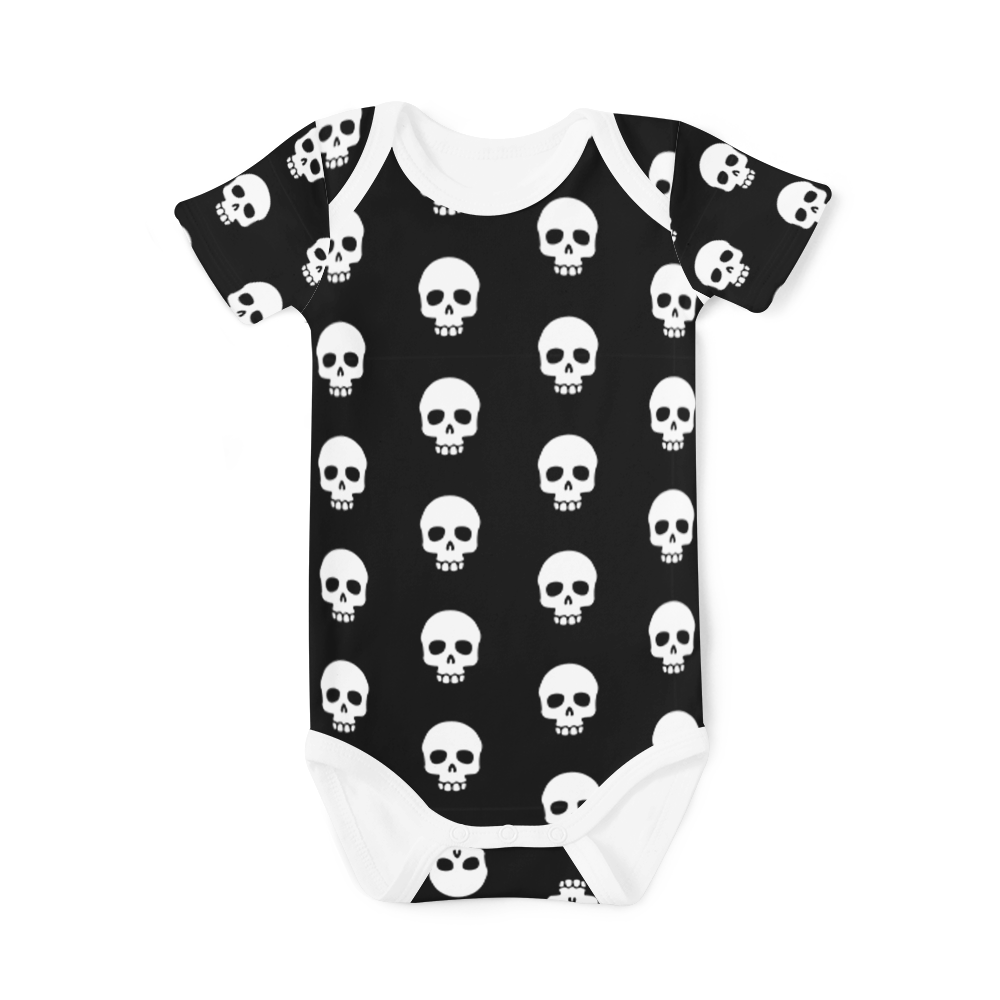Short Sleeve Onesie -  Skulls Black