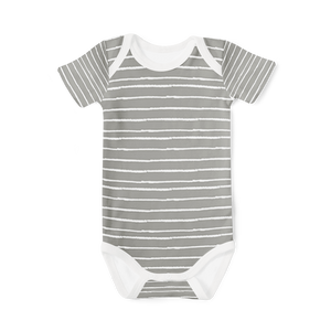 Short Sleeve Onesie -  Stripe Grey