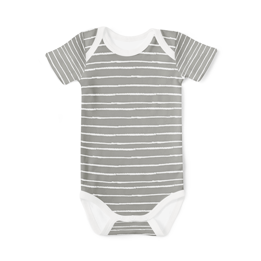 Short Sleeve Onesie -  Stripe Grey