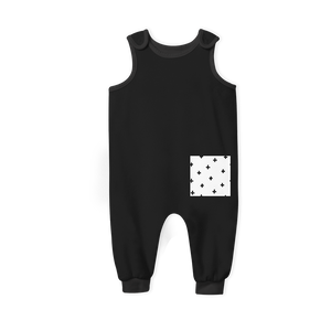 SALE - Summer Romper -Black with cross black pocket
