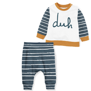 Sweater and Jogger Set - Duh Stripe Midnight