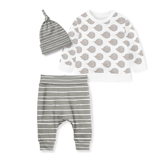 Sweater Set - Hedgehog/stripe Grey
