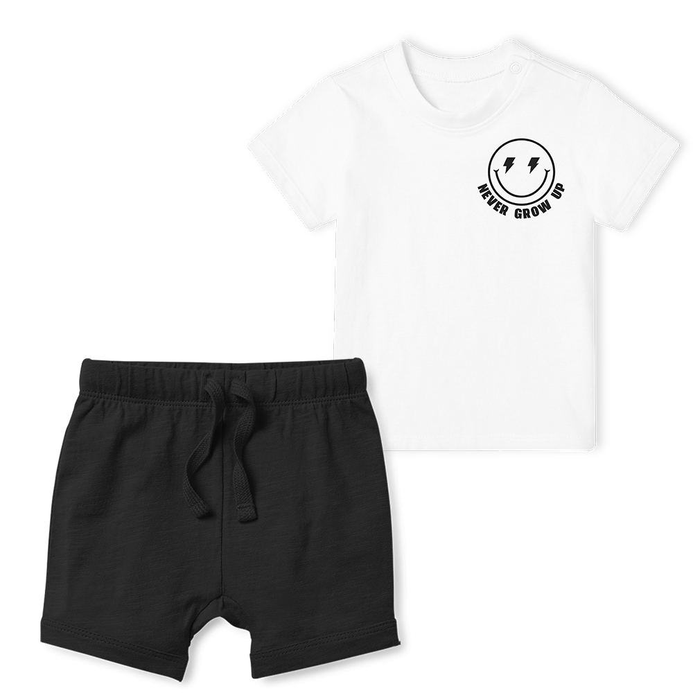 2-Piece T-Shirt/Shorts Set - Black/ NEVER GROW UP