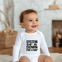 Load image into Gallery viewer, SALE - Long Sleeve Onesie - System of a Down for a Nap  - BLACK

