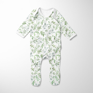 SALE - Footed Romper and Beanie set - Watercolour leaves