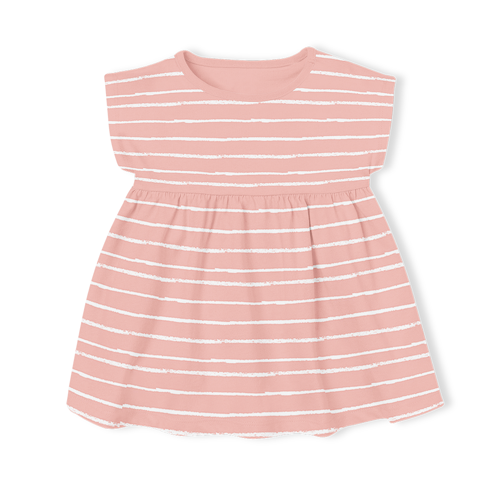 Short Sleeve Dress - Stripe Blush