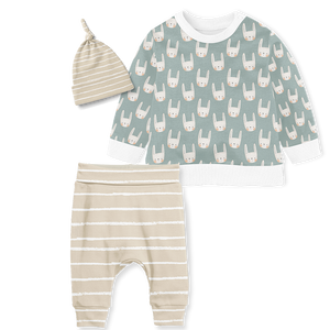 Sweater Set - Bunny/ Stripe Stone