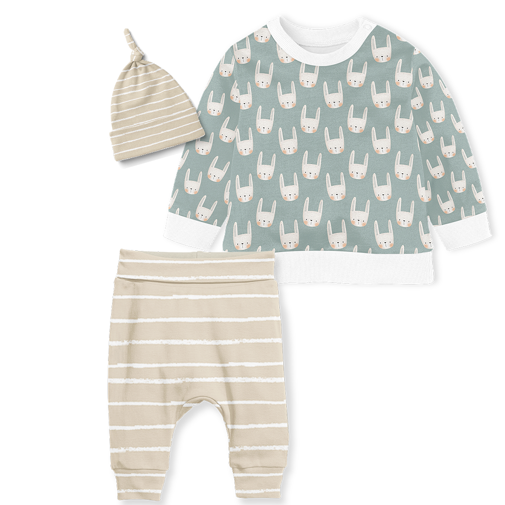 Sweater Set - Bunny/ Stripe Stone