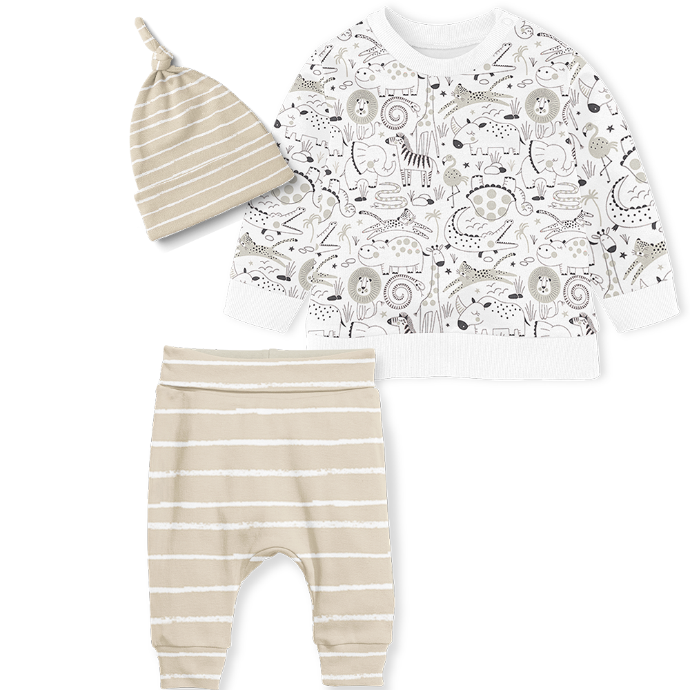 Sweater Set - Menagerie Stone/ Stripe Stone