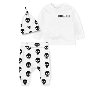 3 - Piece Sweater/Jogger Pants/Beanie Set - Cool Kid/ Skull