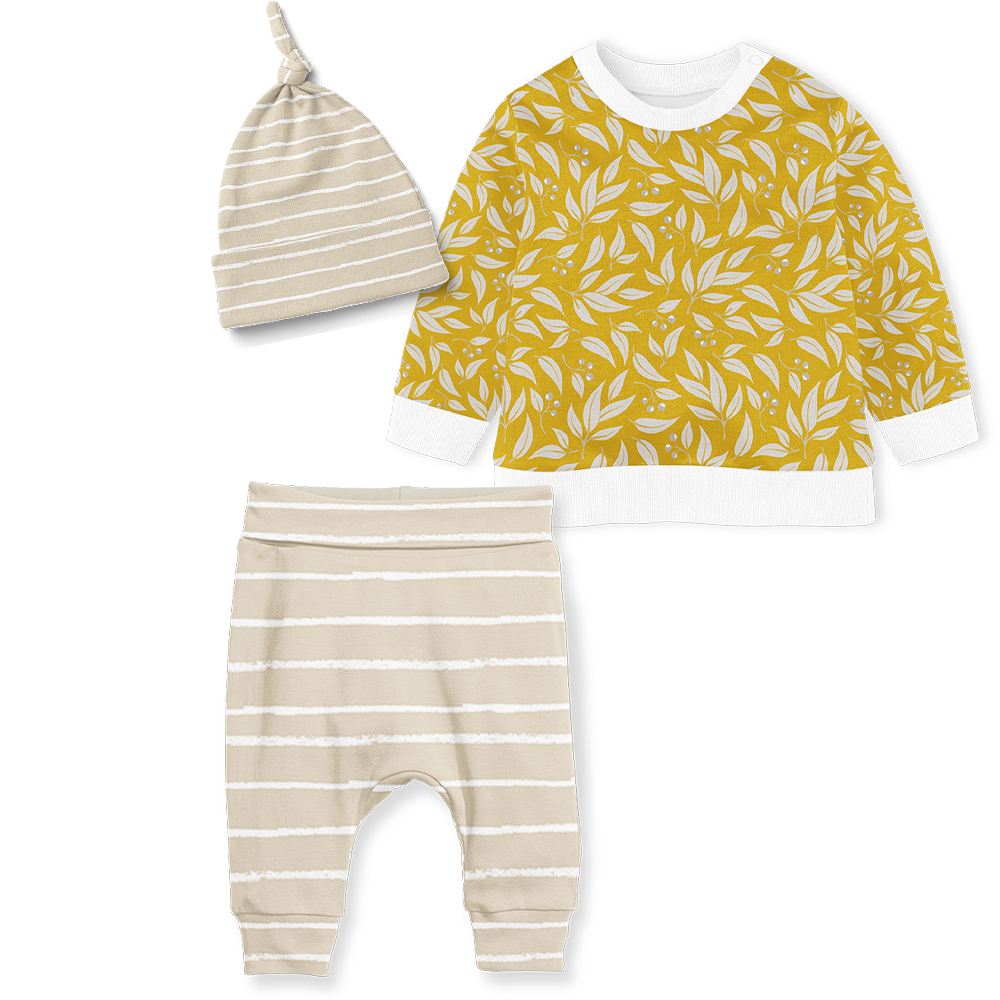 Sweater Set - Willow Leaf Mustard / Stripe Stone