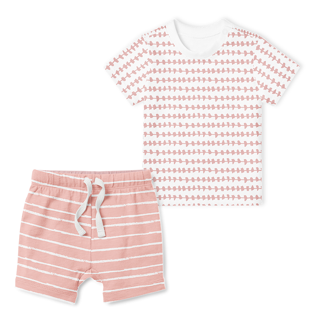 2-Piece T-Shirt/Shorts Set - Morse Pink