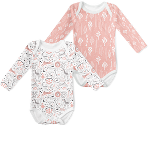 2-Piece Long Sleeve Onesie Set - Forest Blush and Menagerie