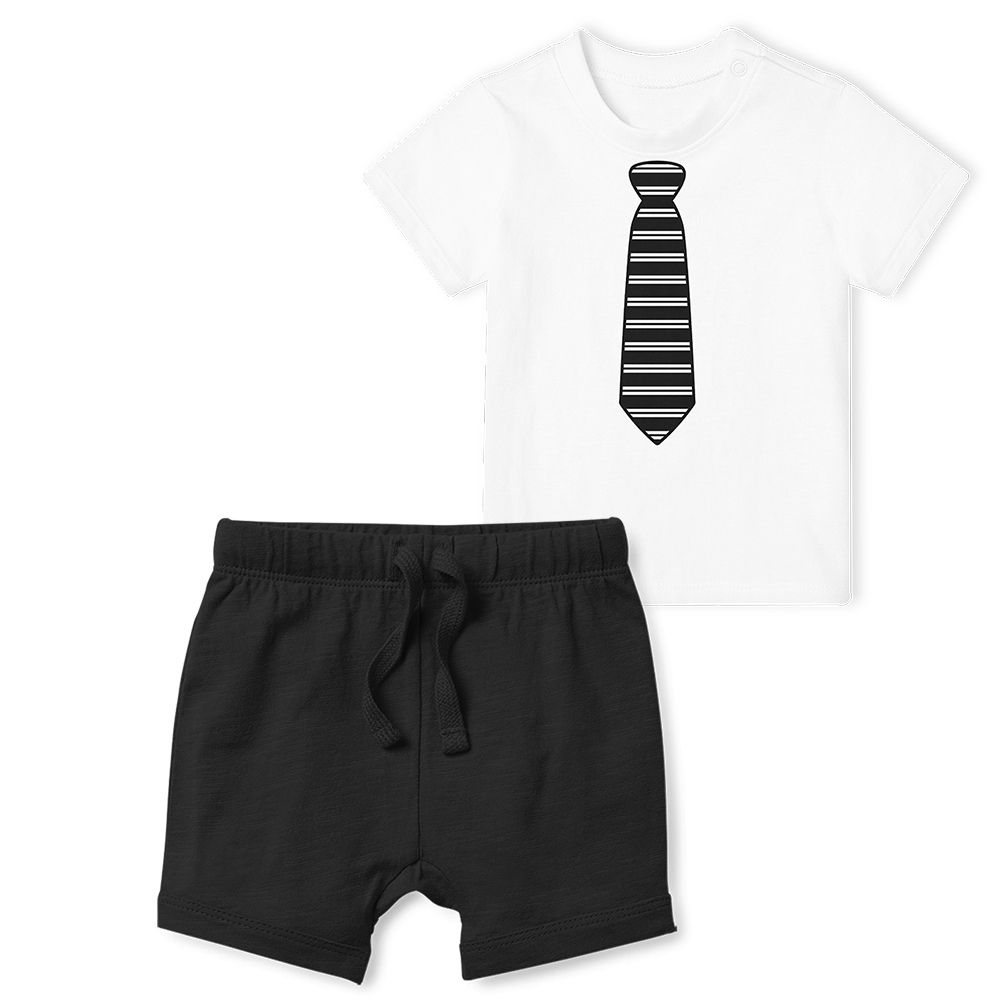 2 -Piece Shorts/T.Shirt Set - Black Tie