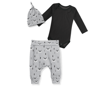 3-Piece Jogger/Onesie/Beanie Set - Mr Fox and Black