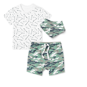 3-Piece T-Shirt/Shorts/Bandana Bib Set - Camo/Arrows