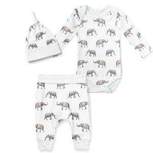 3-Piece Jogger/Onesie/Beanie Set - Elephants