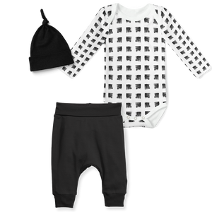 3-Piece Jogger/Onesie/Beanie Set - Smudge/Black