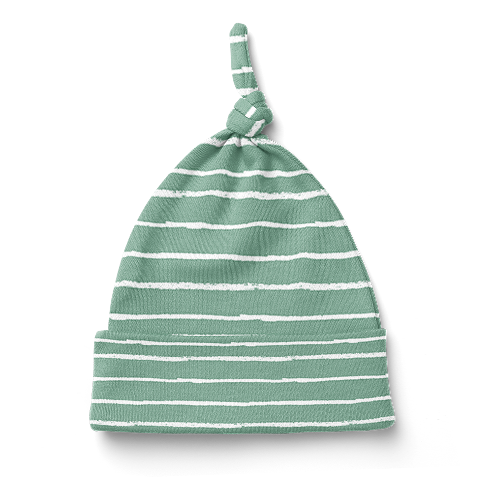 Knot Beanie - Stripe Sage