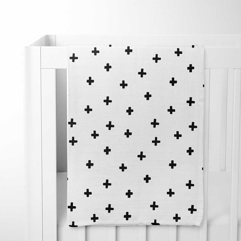 Swaddle Blanket - Cross Black and White
