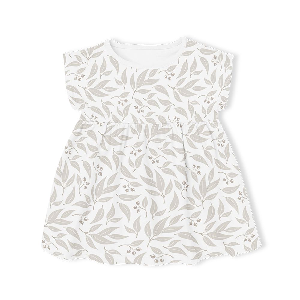 Muslin Summer Dress with Frill Sleeve - Willow leaf Stone