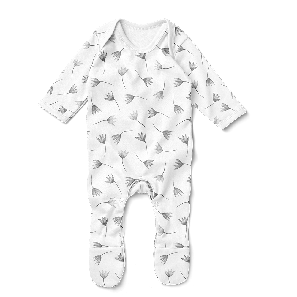 Footed Romper - Painted Flowers