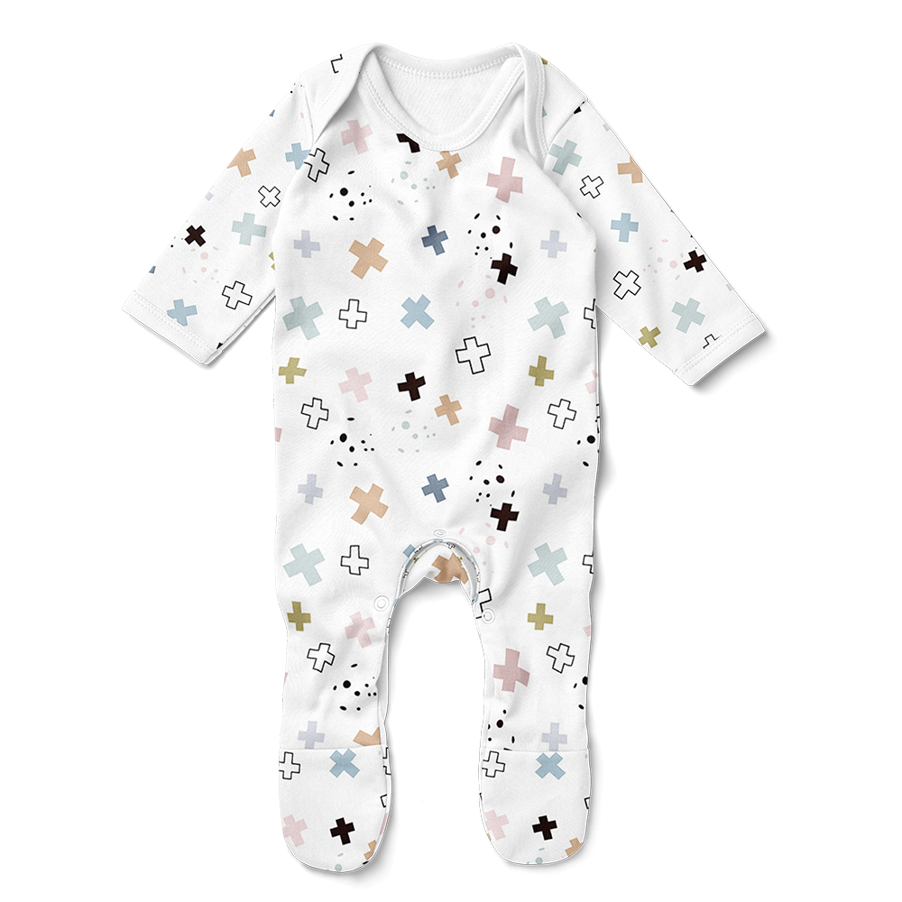 Footed Romper -Playful Cross